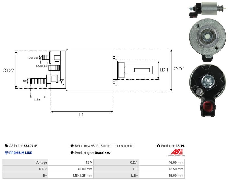 Magnetlülitus, starter, AS-PL SS6091P