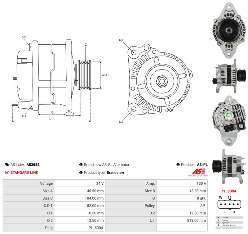 Generaator, AS-PL A5368S