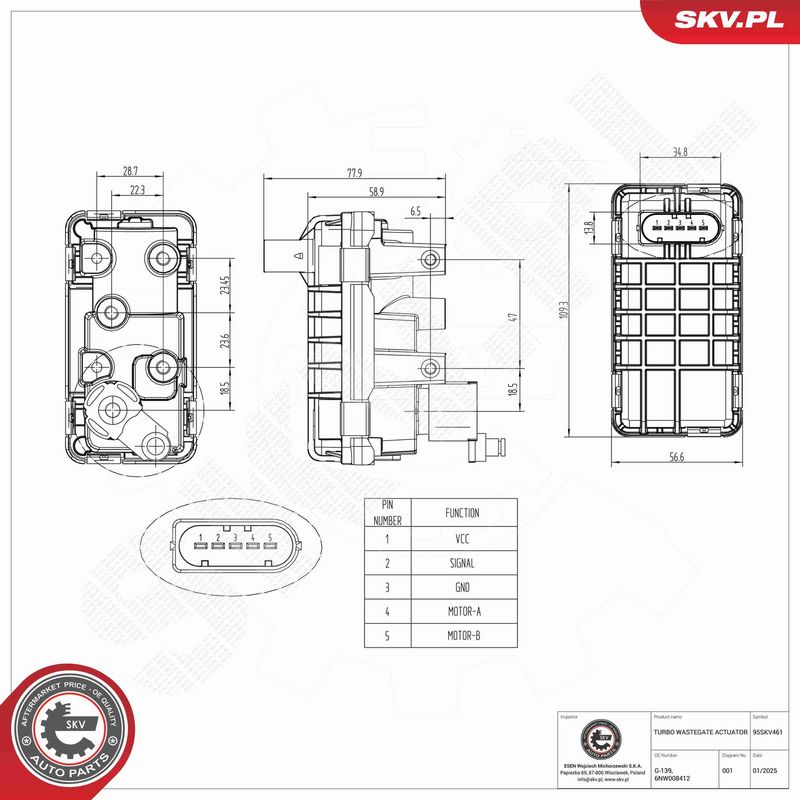 ESEN SKV 95SKV461 Boost Pressure Control Valve