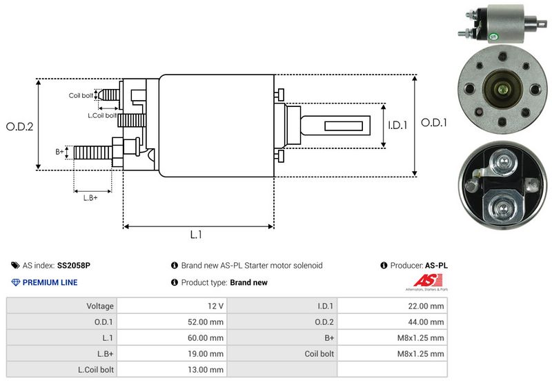 AS-PL SS2058P Solenoid Switch, starter