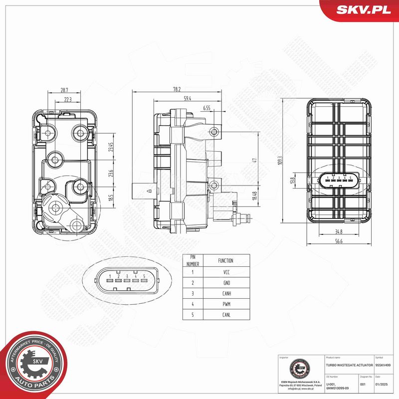 ESEN SKV 95SKV499 Boost Pressure Control Valve