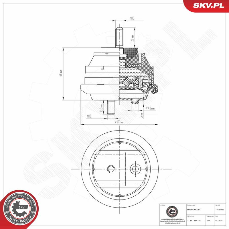 Paigutus, Mootor, ESEN SKV 75SKV151