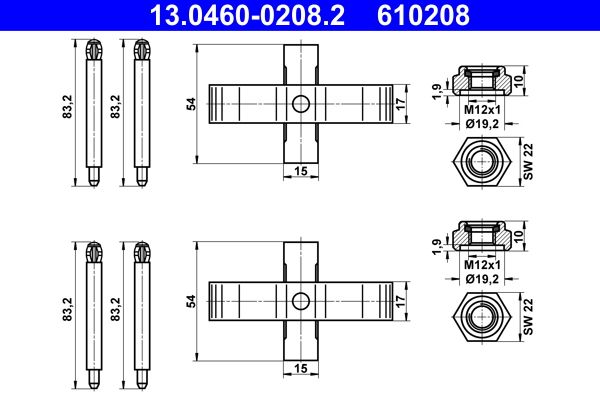 Set accesorii, placute frana 13.0460-0208.2 ATE