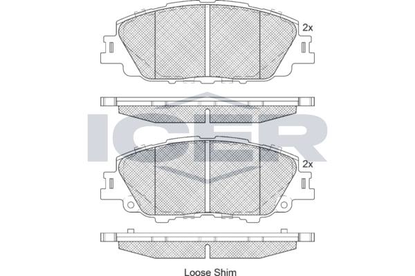 Комплект гальмівних накладок, дискове гальмо, Icer 182387