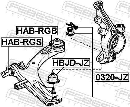 FEBEST HAB-RGS Mounting, control/trailing arm