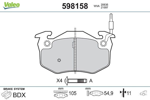комплект спирачно феродо, дискови спирачки VALEO