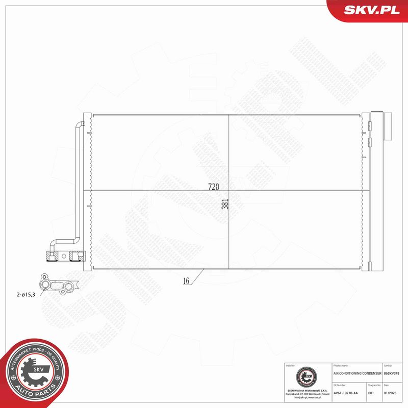 ESEN SKV 86SKV348 Condenser, air conditioning