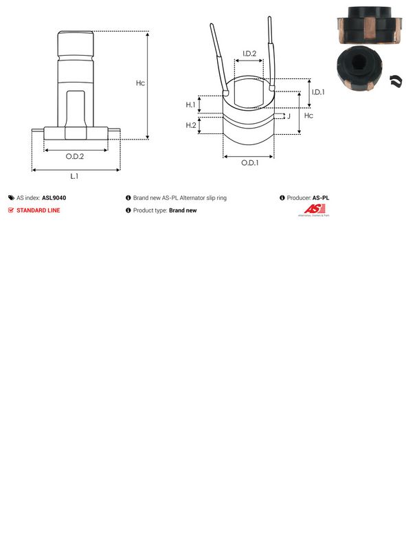 AS-PL ASL9040 Slip Ring, alternator