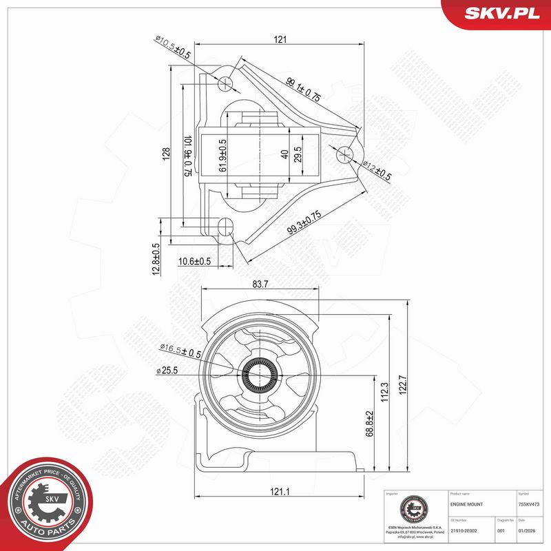 ESEN SKV 75SKV473 Mounting, engine