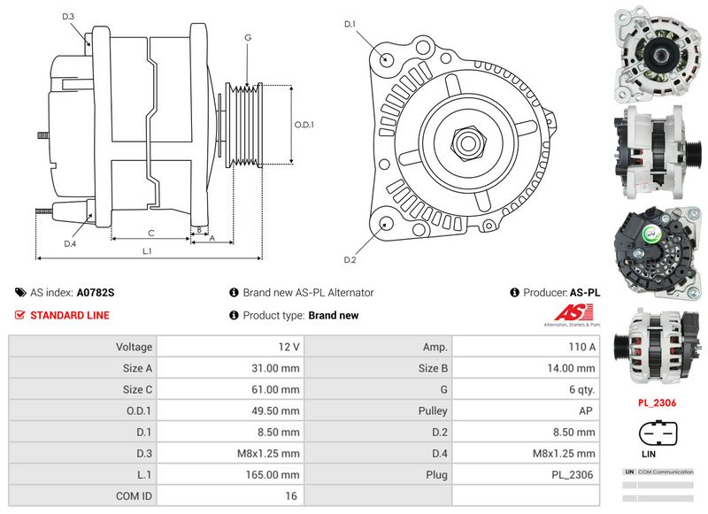 AS-PL A0782S Alternator