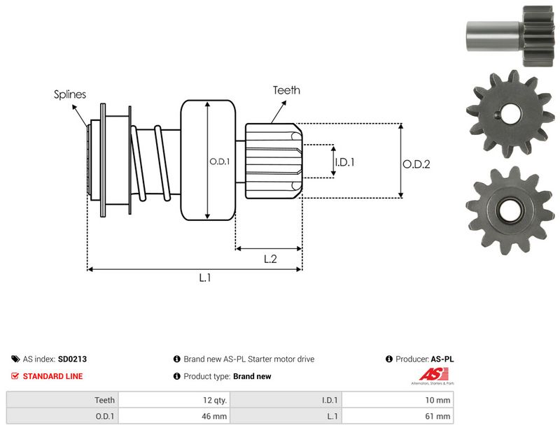 AS-PL SD0213 Freewheel Gear, starter
