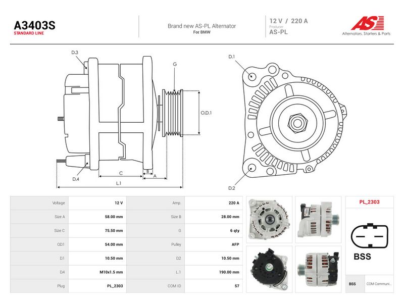 Generaator, AS-PL A3403S