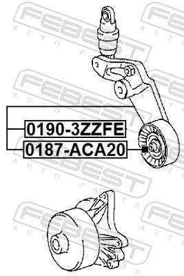 FEBEST 0190-3ZZFE Belt Tensioner, V-ribbed belt