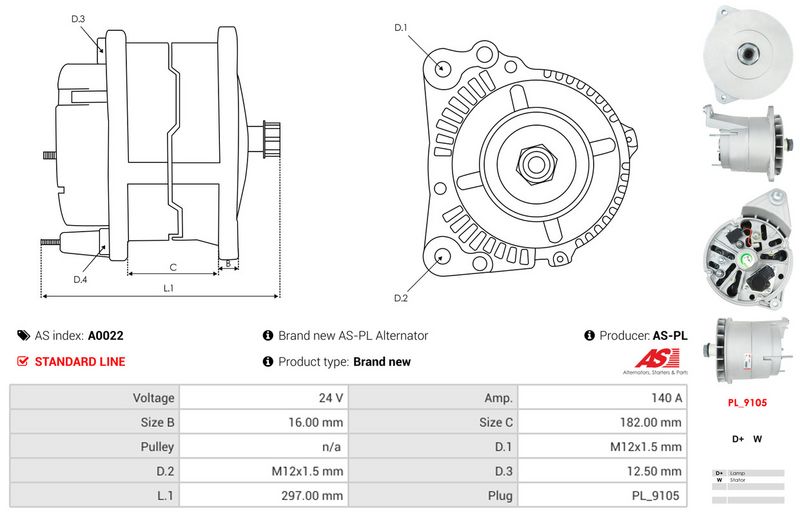 AS-PL A0022 Alternator