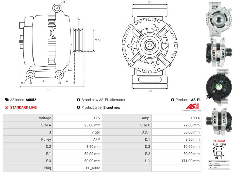 AS-PL A6052 Alternator