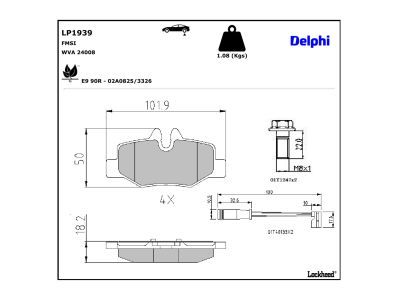 DELPHI LP1939 Brake Pad Set, disc brake