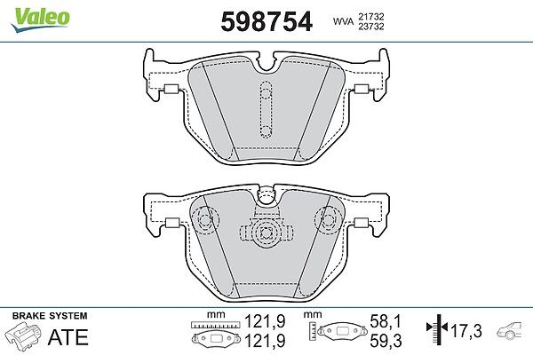 комплект спирачно феродо, дискови спирачки VALEO