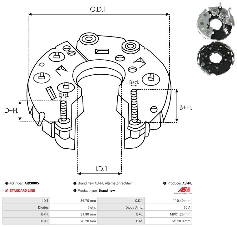 AS-PL ARC0005 Rectifier, alternator