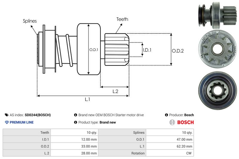 Vabajooks, starter, AS-PL SD0244(BOSCH)