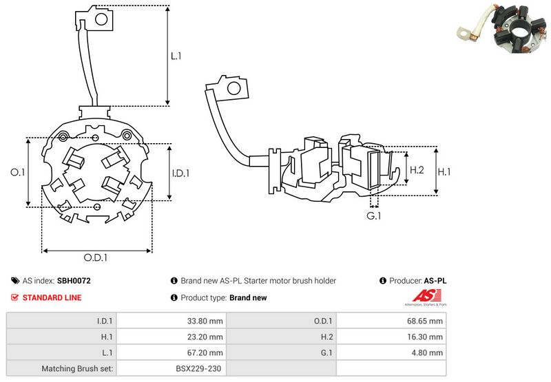 Kinnitus, süsinikuharjad, AS-PL SBH0072