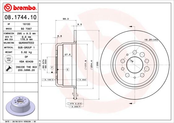 BREMBO Remschijf 08.1744.10