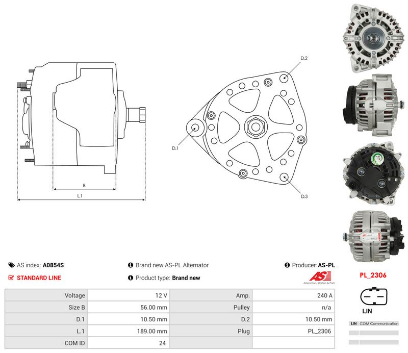 Generaator, AS-PL A0854S