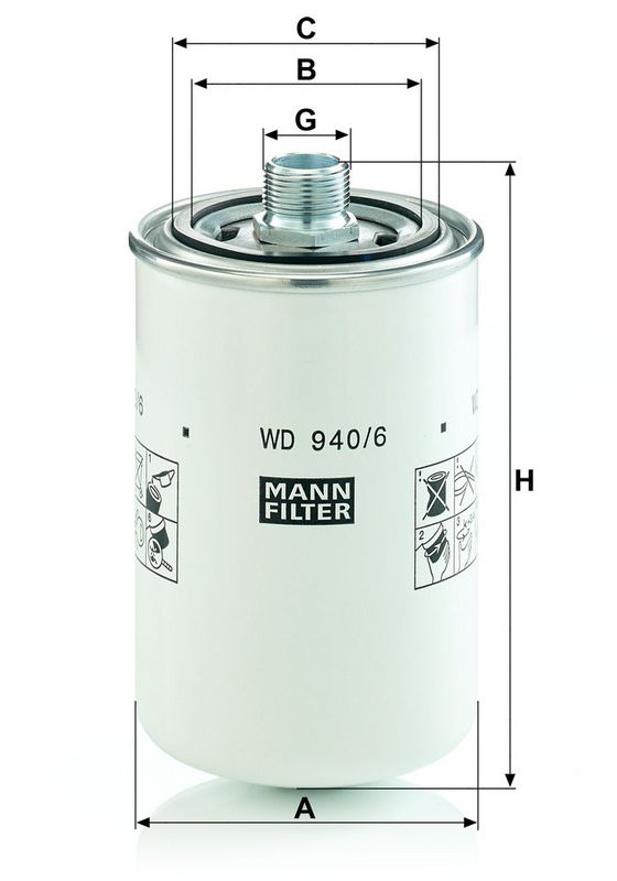 Õlifilter, MANN-FILTER WD 940, 6