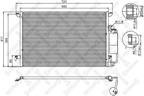 STELLOX kondenzátor, klíma 10-45554-SX