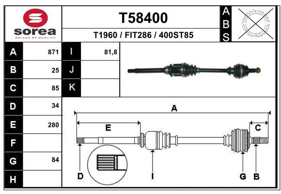 EAI hajtótengely T58400