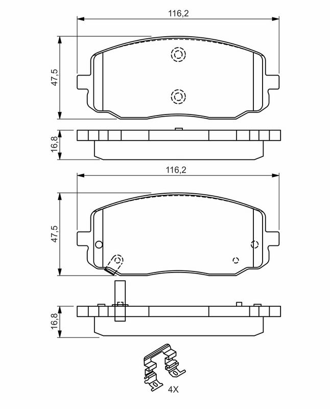Piduriklotsi komplekt, ketaspidur, BOSCH 0 986 494 594
