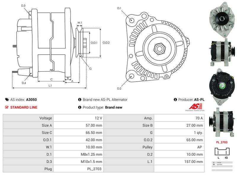 AS-PL A3050 Alternator