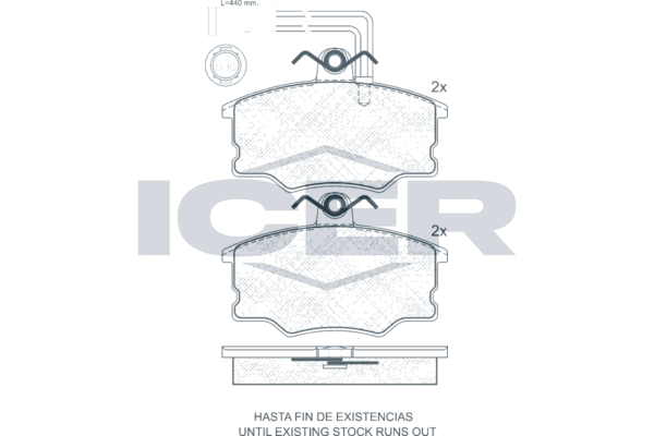 комплект спирачно феродо, дискови спирачки ICER