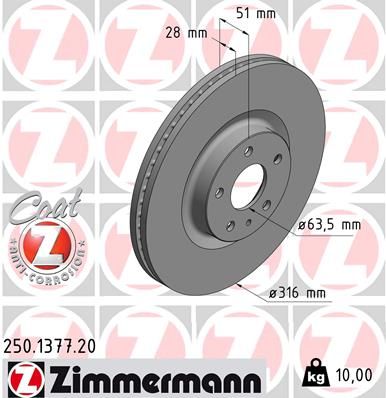 Гальмівний диск, Zimmermann 250.1377.20