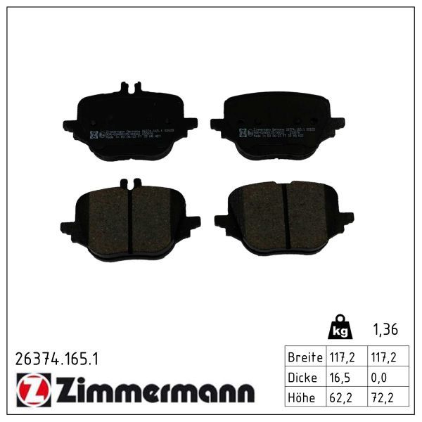 set placute frana,frana disc ZIMMERMANN 26374.165.1