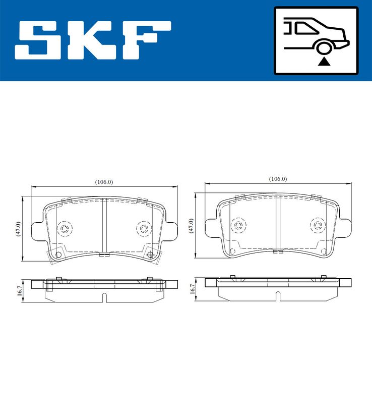 Комплект гальмівних накладок, дискове гальмо, Skf VKBP90214A