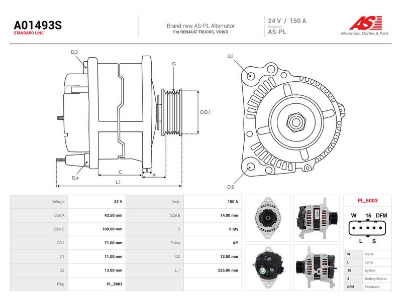 This part match OEM code: 85013475