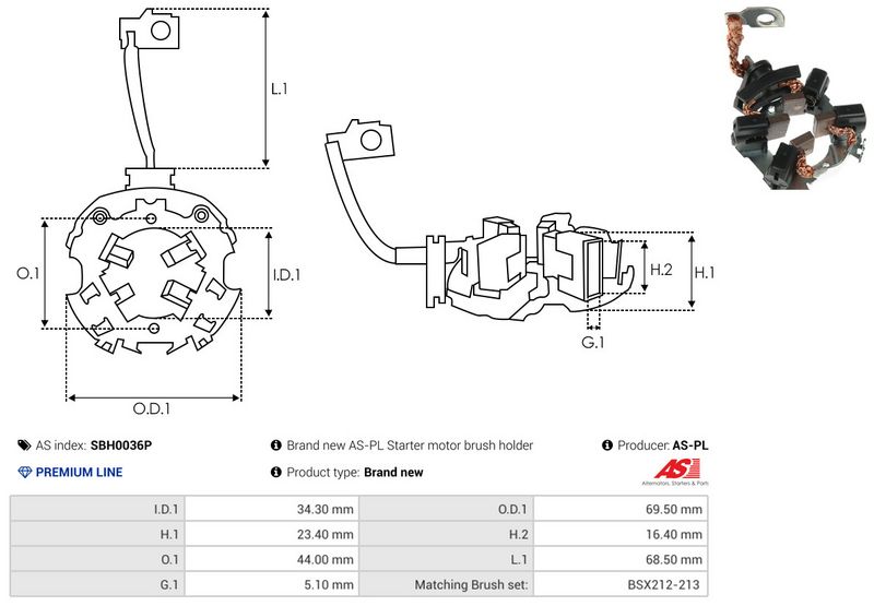 AS-PL SBH0036P Holder, carbon brushes