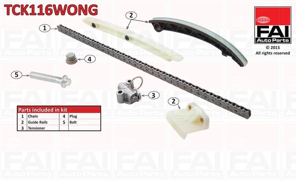 Комплект ланцюгів привода, Fai Autoparts TCK116WONG