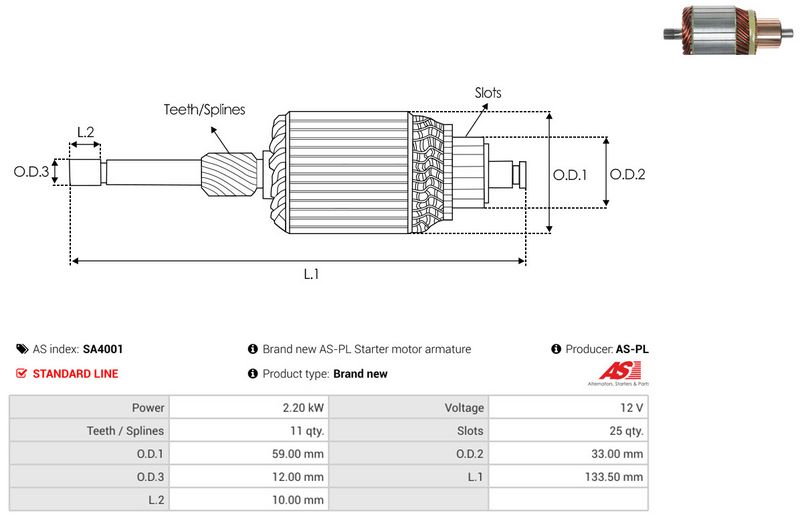 AS-PL SA4001 Ankeris, starteris
