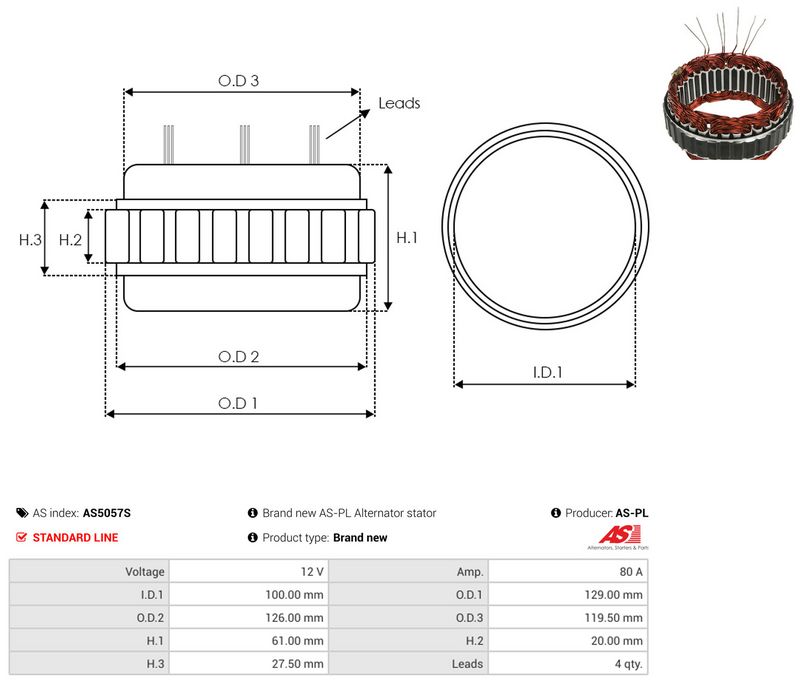 Staator, generaator, AS-PL AS5057S
