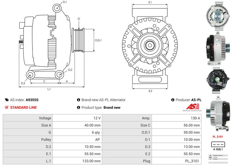 AS-PL A9355S Alternator