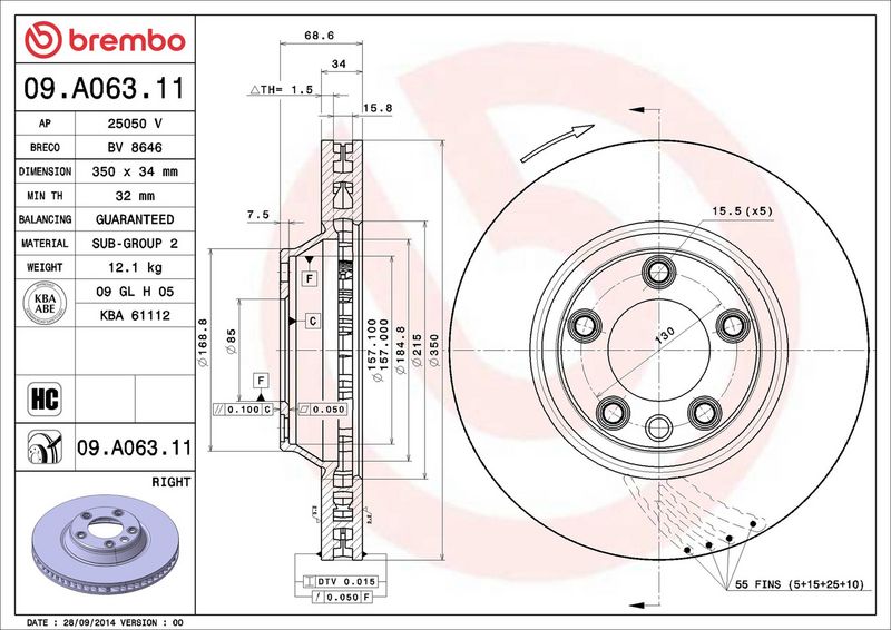 BREMBO 09.A063.11 Brake Disc