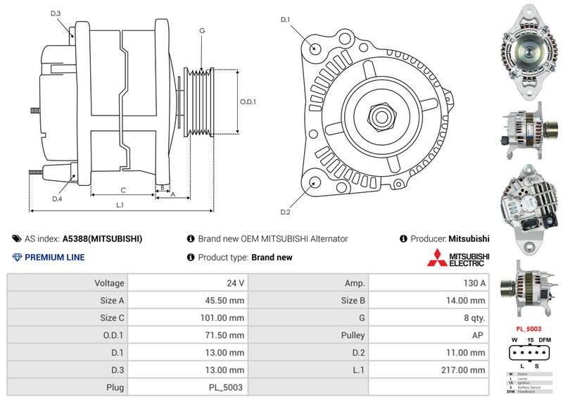 AS-PL A5388(MITSUBISHI) Alternator