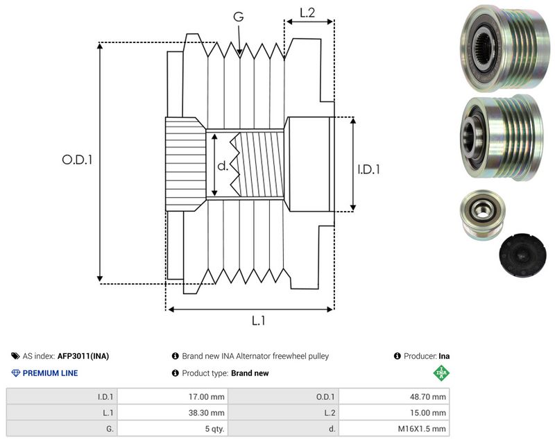 AS-PL AFP3011(INA) Alternator Freewheel Clutch