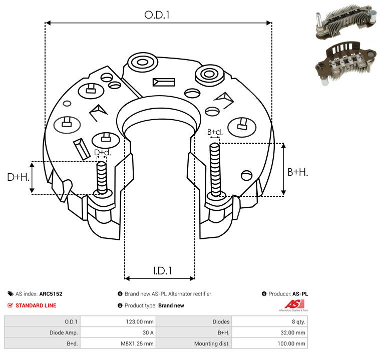 AS-PL ARC5152 Rectifier, alternator