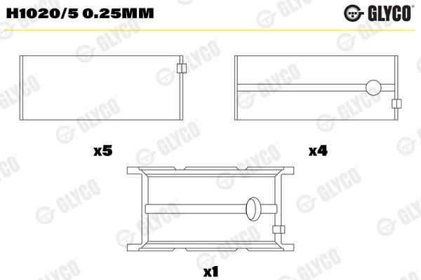 Підшипник колінчатого вала, Glyco H1020/50.25MM