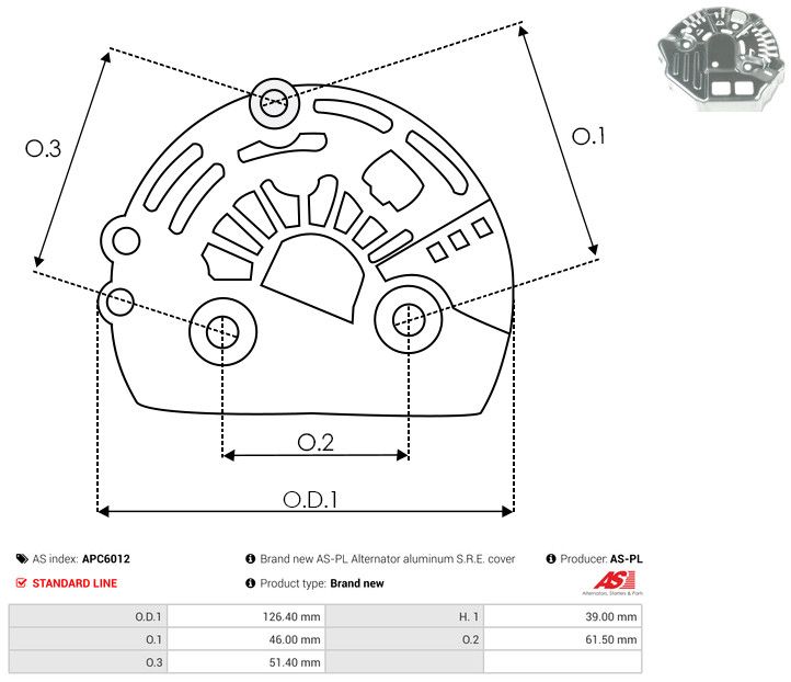 AS-PL APC6012 Protective Cap, alternator