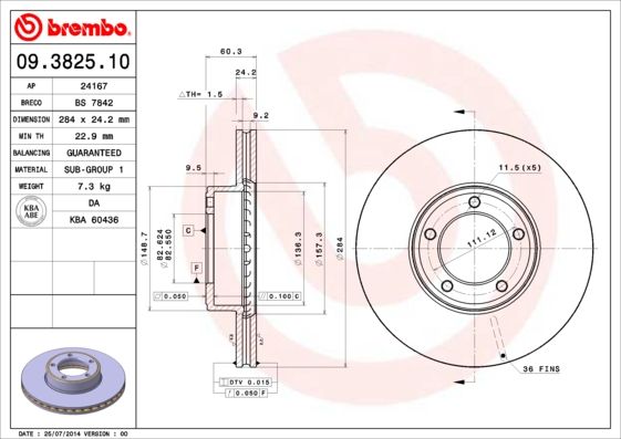 BREMBO féktárcsa 09.3825.10