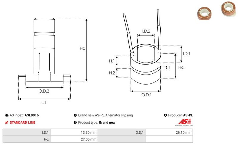 Rõngas, generaator, AS-PL ASL9016
