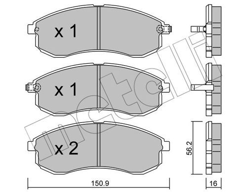 Комплект гальмівних накладок, дискове гальмо, Metelli 22-0482-0